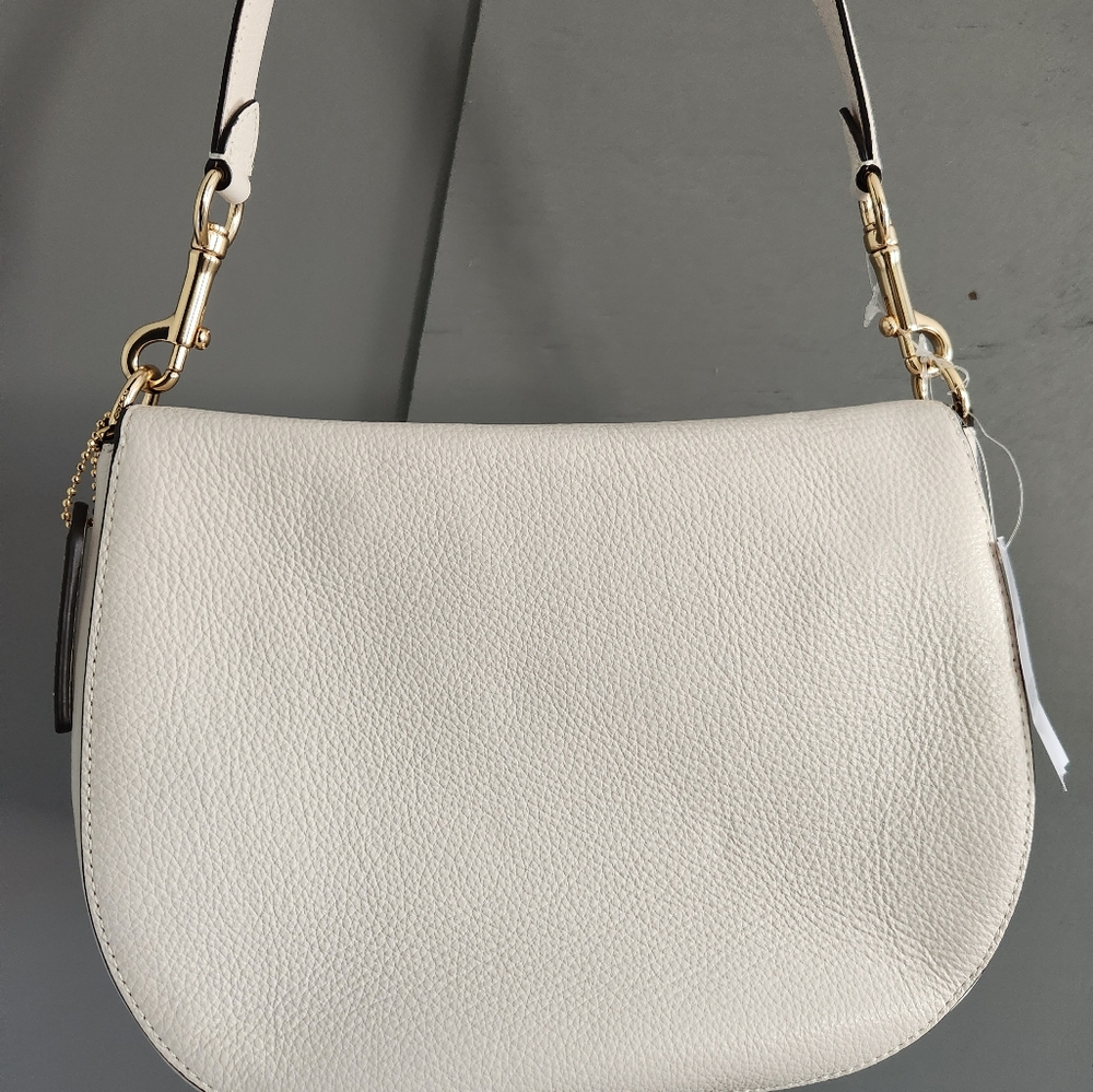 Coach CH196 Ella Hobo Leather Shoulder Crossbody Gold/Chalk - Picture 3 of 12